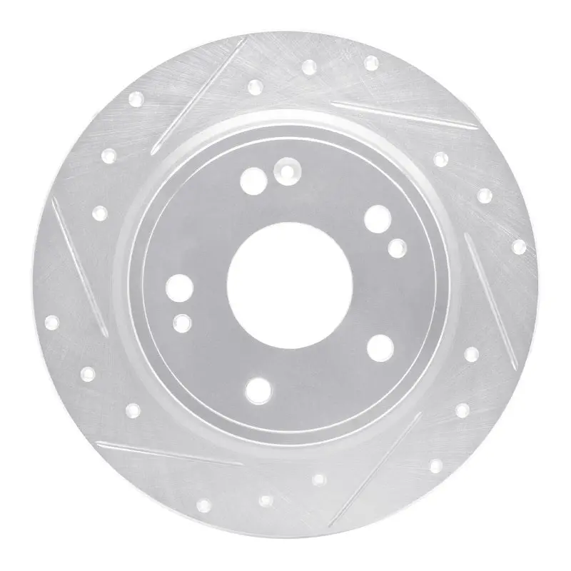 R1 2016-2025 Honda Accord Sedan Rear Left Drilled & Slotted Silver Brake Rotor 1