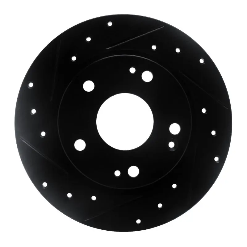 R1 2016-2025 Honda Civic Coupe Rear Left Drilled & Slotted Black Brake Rotor 1