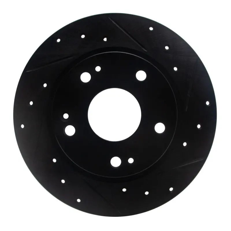 R1 2016-2025 Honda Civic Hatchback Rear Right Drilled & Slotted Black Brake Rotor 1