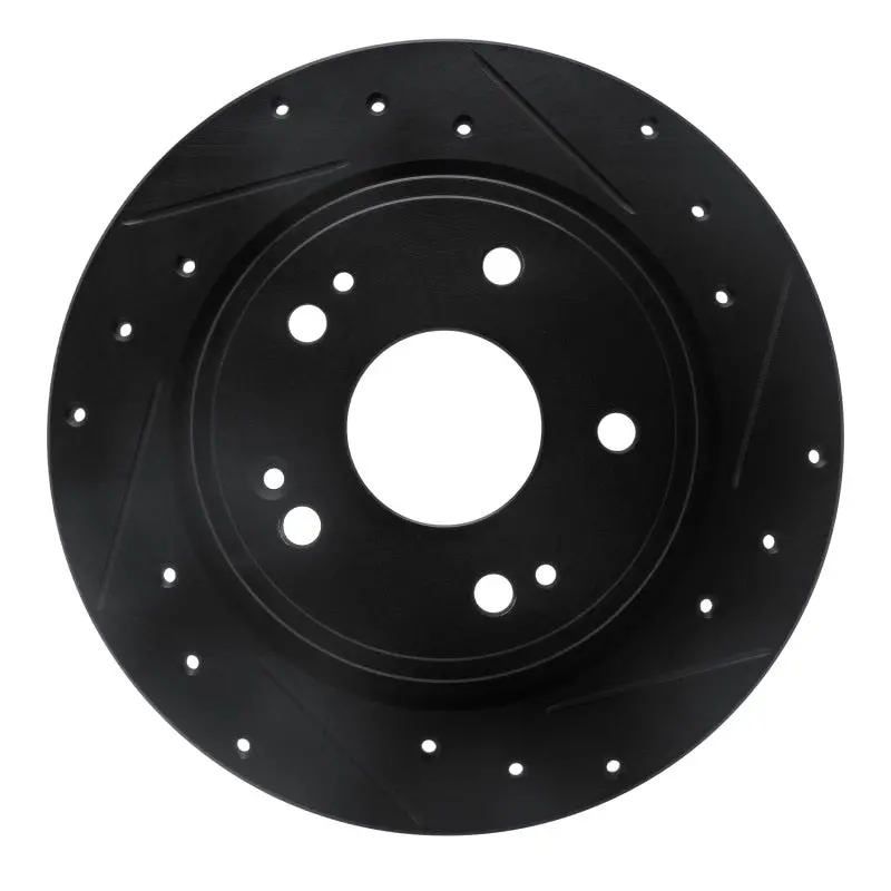 R1 2016-2025 Honda Hr-V Rear Right Drilled & Slotted Black Brake Rotor 1