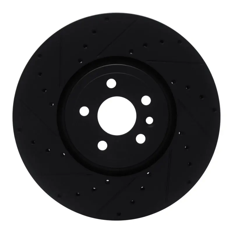 R1 2017-2020 Jaguar F-Pace Front Left Drilled & Slotted Black Brake Rotor 1