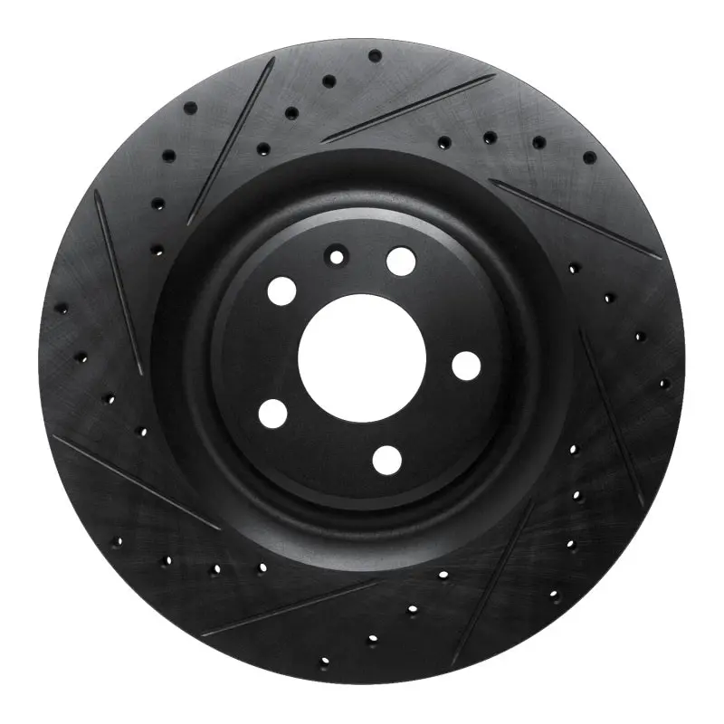 R1 2017-2025 Audi Q8 E-Tron Sportback Rear Left Drilled & Slotted Black Brake Rotor 1