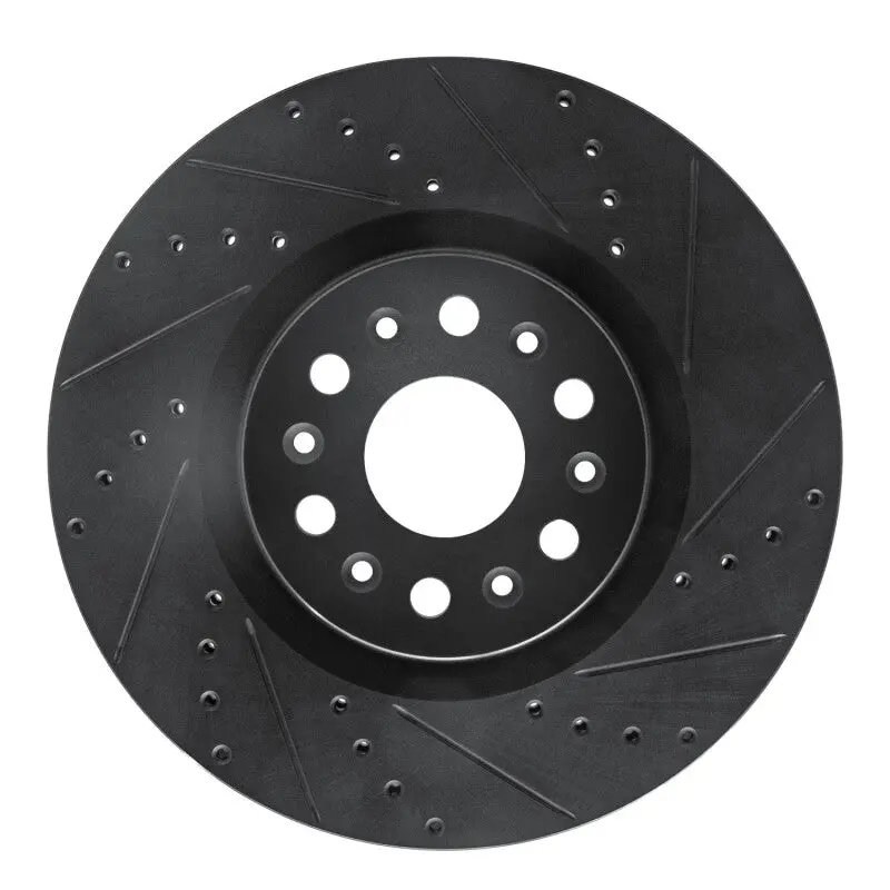 R1 2017-2025 Buick Enclave Front Right Drilled & Slotted Black Brake Rotor 1