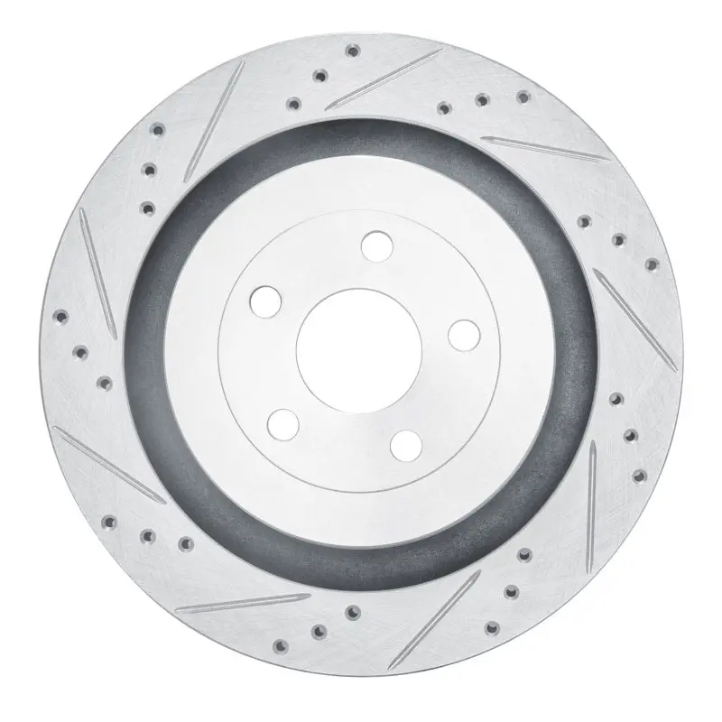 R1 2019-2024 Ford Edge Rear Left Drilled & Slotted Silver Brake Rotor 1