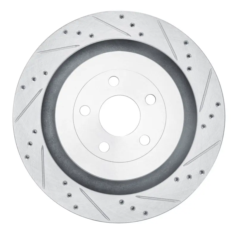 R1 2019-2024 Ford Edge Rear Right Drilled & Slotted Silver Brake Rotor 1