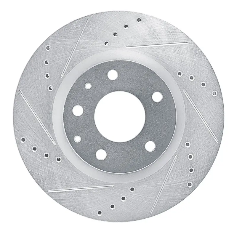 R1 2019-2025 Mazda 3 Front Left Drilled & Slotted Silver Brake Rotor 1
