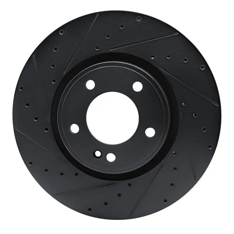 R1 2019-2025 Mercedes-Benz G550 Front Left Drilled & Slotted Black Brake Rotor 1