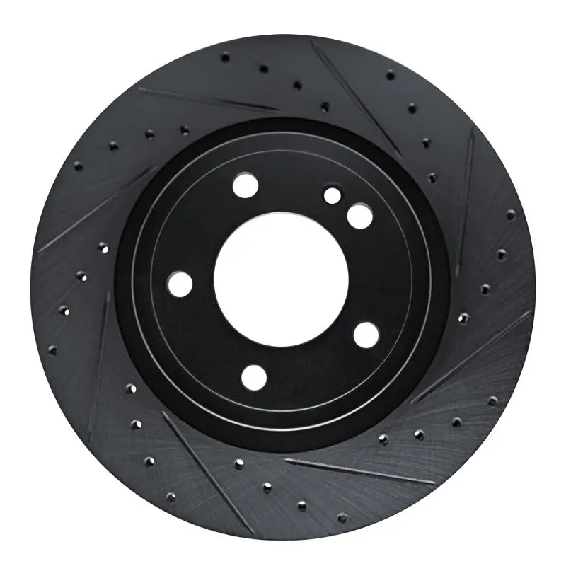 R1 2019-2025 Mercedes-Benz G580 Rear Right Drilled & Slotted Black Brake Rotor 1