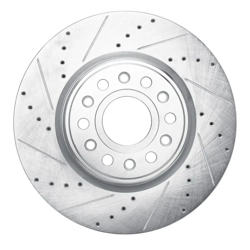 R1 2019-2025 Ram 1500 Front Left Drilled & Slotted Silver Brake Rotor 1
