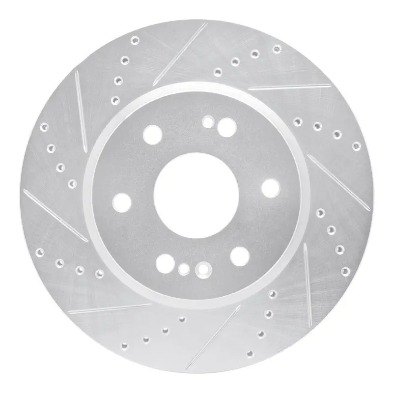 R1 2019-2026 Cadillac Vistiq Front Left Drilled & Slotted Silver Brake Rotor 1