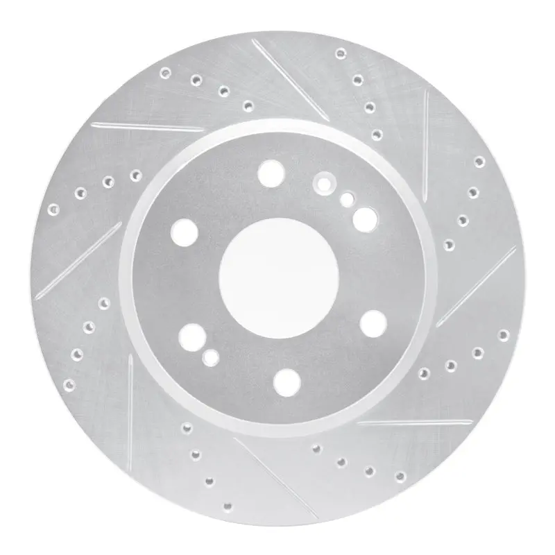 R1 2019-2026 Cadillac Vistiq Front Right Drilled & Slotted Silver Brake Rotor 1