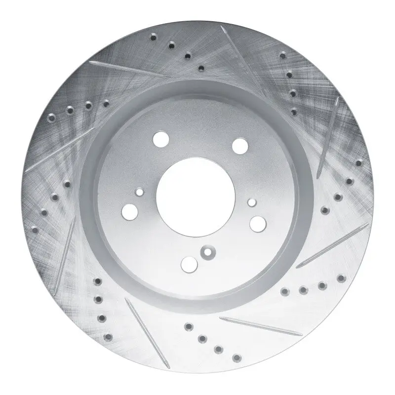 R1 2021-2025 Acura Tlx Front Right Drilled & Slotted Silver Brake Rotor 1