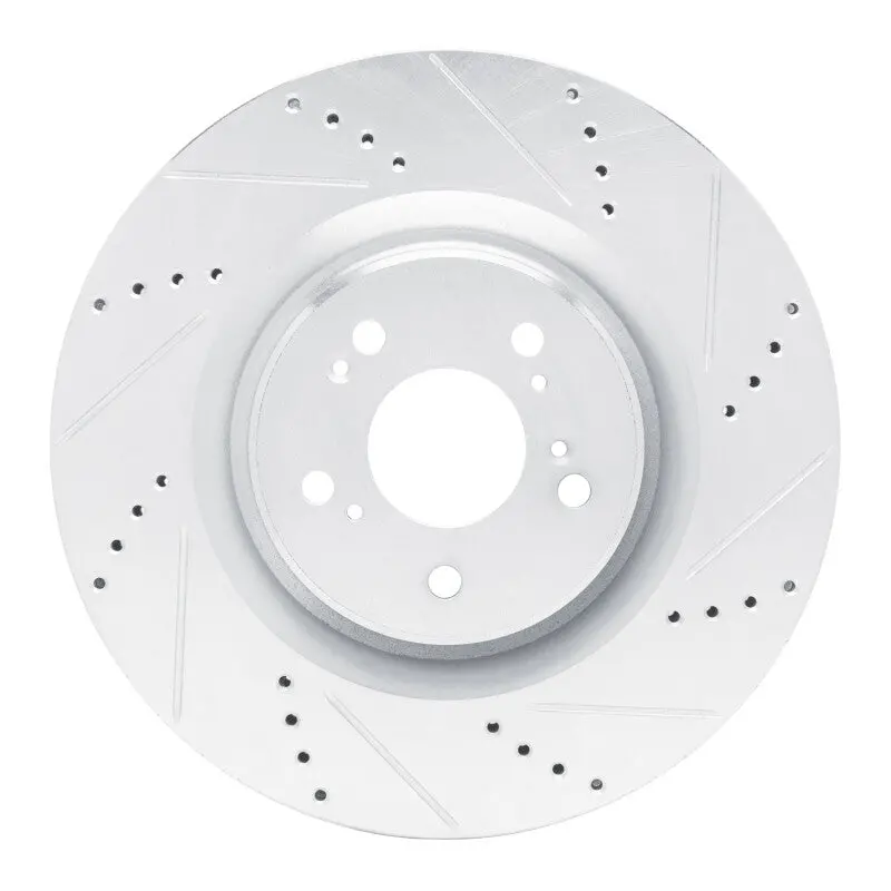 R1 2021-2025 Acura Tlx Front Right Drilled & Slotted Silver Brake Rotor 1