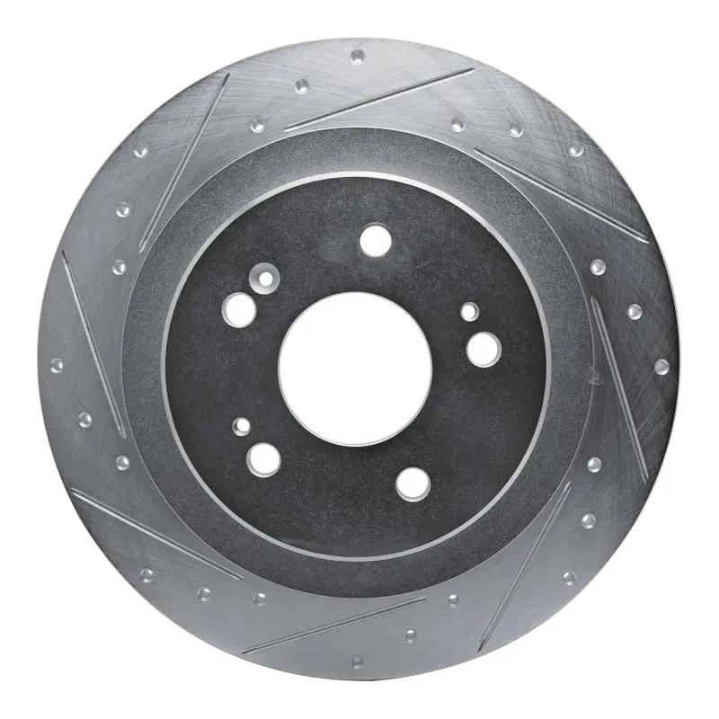 R1 2021-2025 Acura Tlx Rear Left Drilled & Slotted Silver Brake Rotor 1