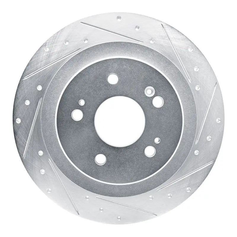 R1 2021-2025 Acura Tlx Rear Right Drilled & Slotted Silver Brake Rotor 1