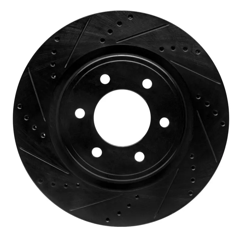 R1 2021-2025 Ford Bronco Front Left Drilled & Slotted Black Brake Rotor 1