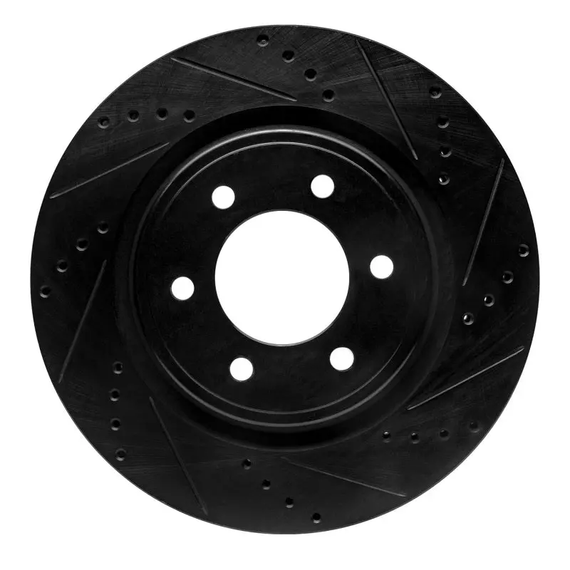 R1 2021-2025 Ford F-150 4Wd Front Right Drilled & Slotted Black Brake Rotor 1