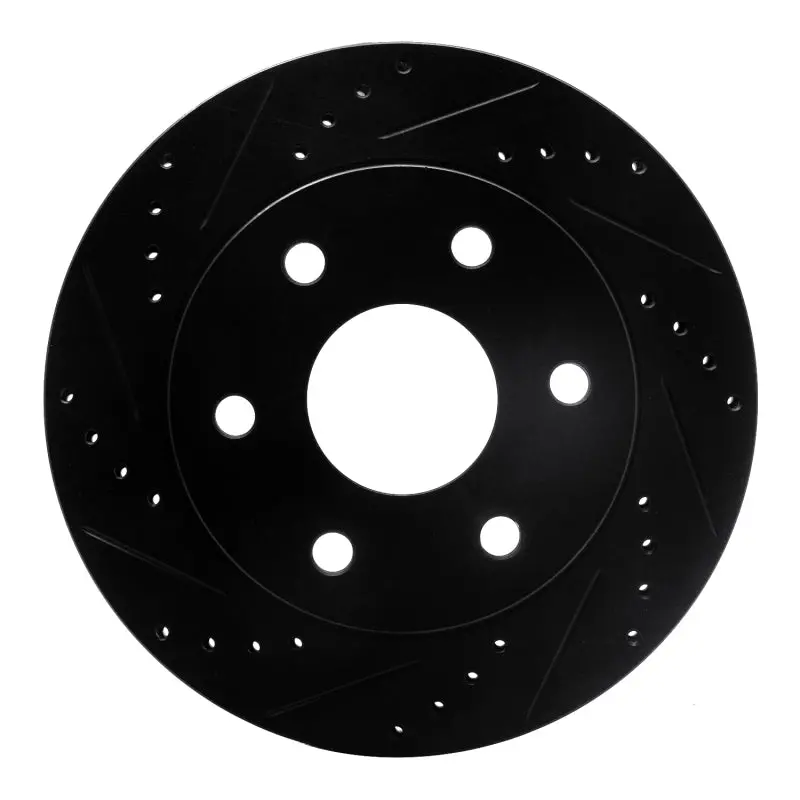 R1 2021-2025 Ford F-150 4Wd Rear Left Drilled & Slotted Black Brake Rotor 1