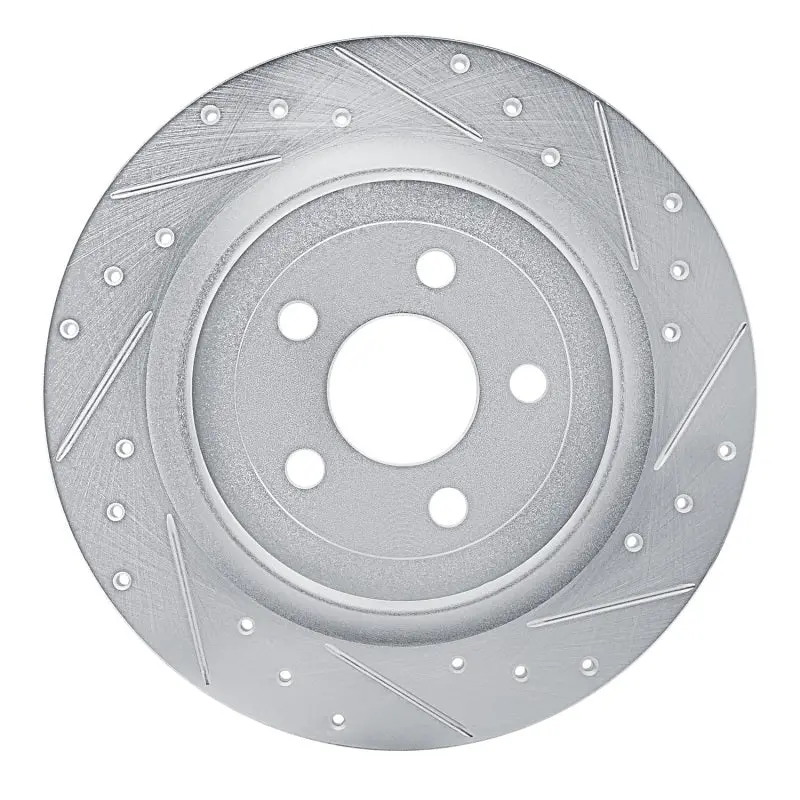 R1 2021-2025 Ford Mustang Mach-E Rear Right Drilled & Slotted Silver Brake Rotor 1