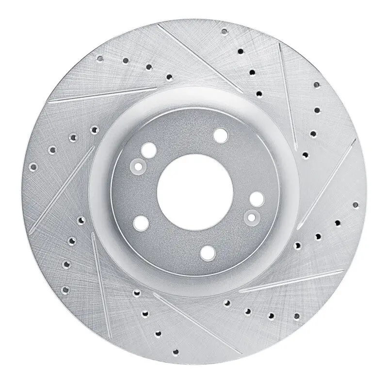 R1 2021-2025 Hyundai Santa Cruz Front Right Drilled & Slotted Silver Brake Rotor 1