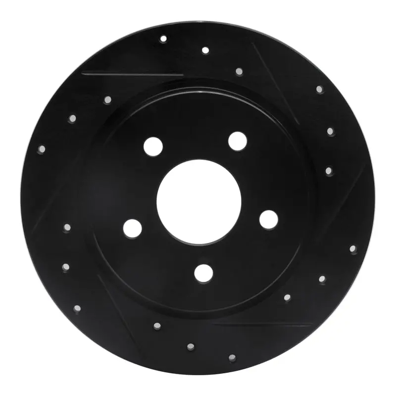 R1 2021-2025 Hyundai Tucson (Mexico) Rear Right Drilled & Slotted Black Brake Rotor 1