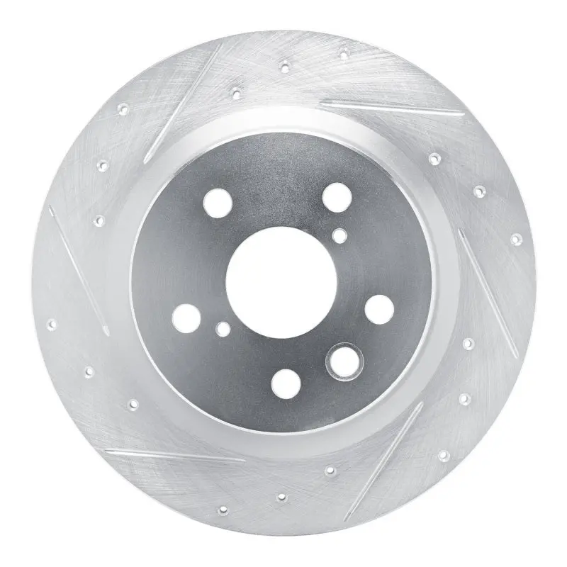 R1 2021-2025 Lexus Is300 Rear Left Drilled & Slotted Silver Brake Rotor 1