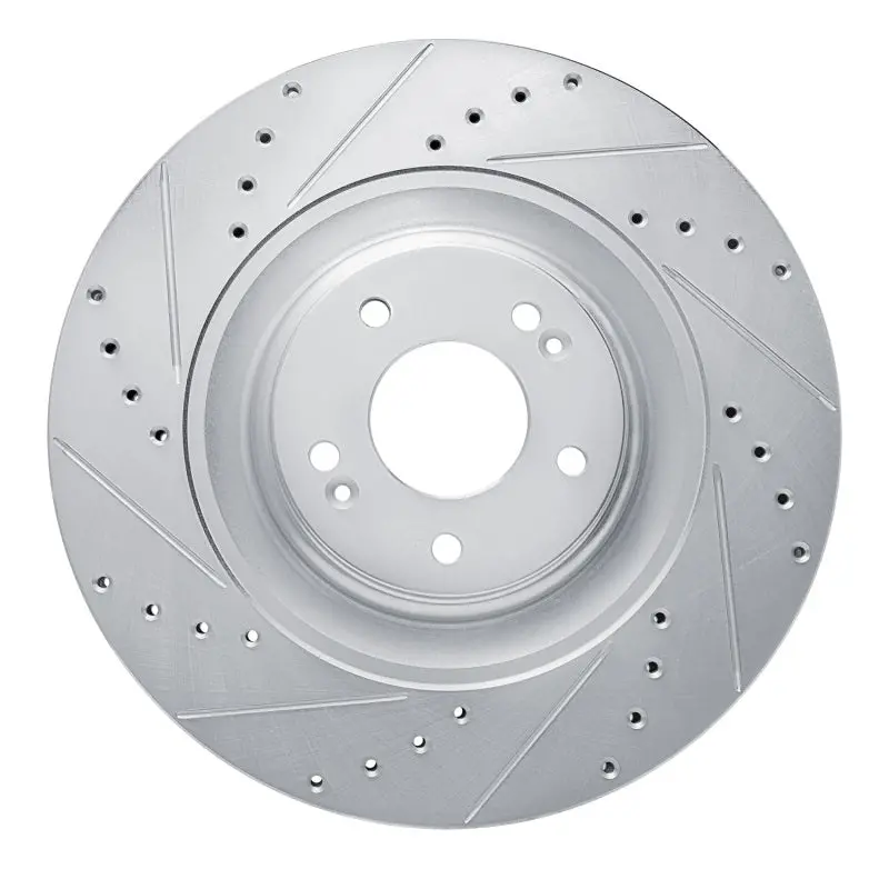 R1 2022-2025 Hyundai Elantra N Front Left Drilled & Slotted Silver Brake Rotor 1