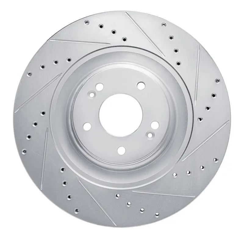 R1 2022-2025 Hyundai Elantra N Front Right Drilled & Slotted Silver Brake Rotor 1