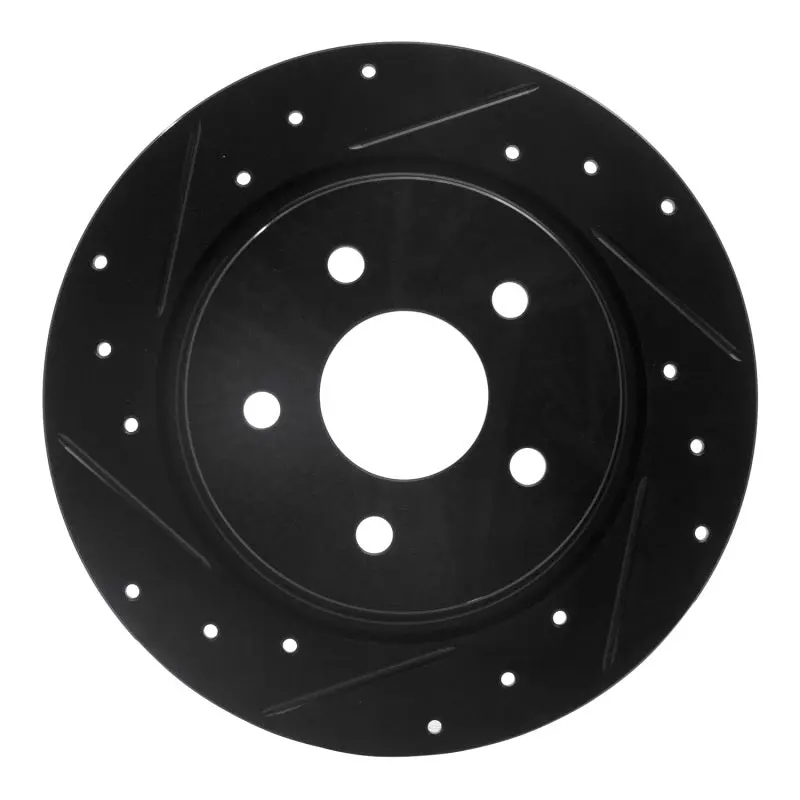 R1 2022-2025 Hyundai Santa Cruz Rear Left Drilled & Slotted Black Brake Rotor 1
