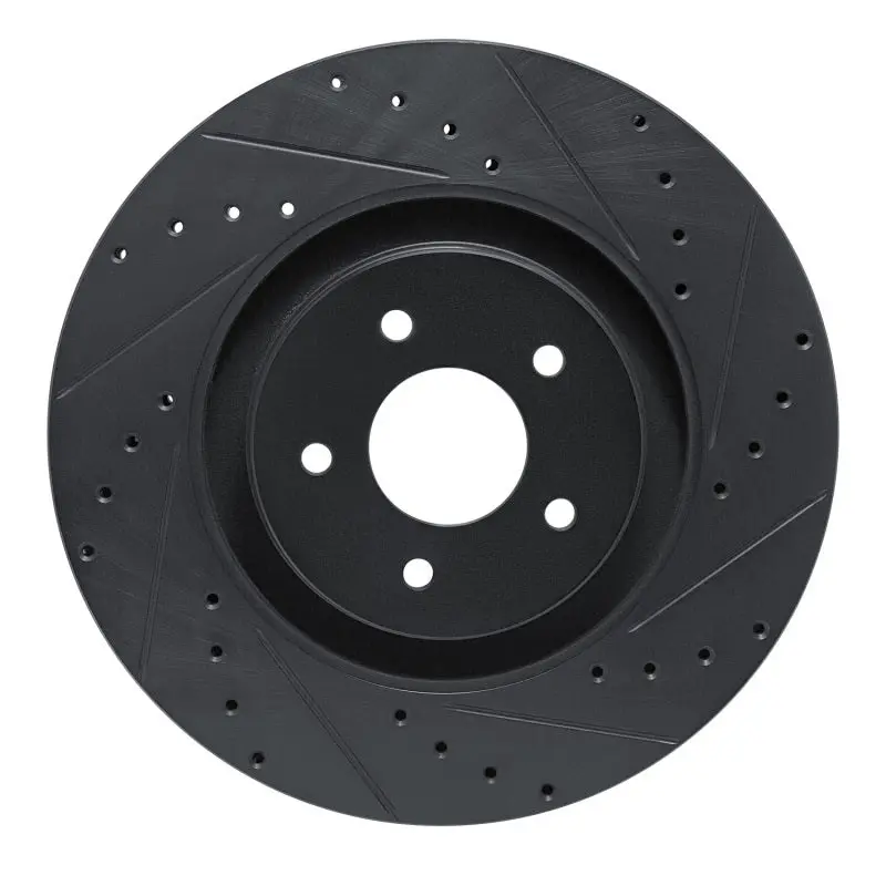 R1 2022-2025 Infiniti Qx60 Front Right Drilled & Slotted Black Brake Rotor 1