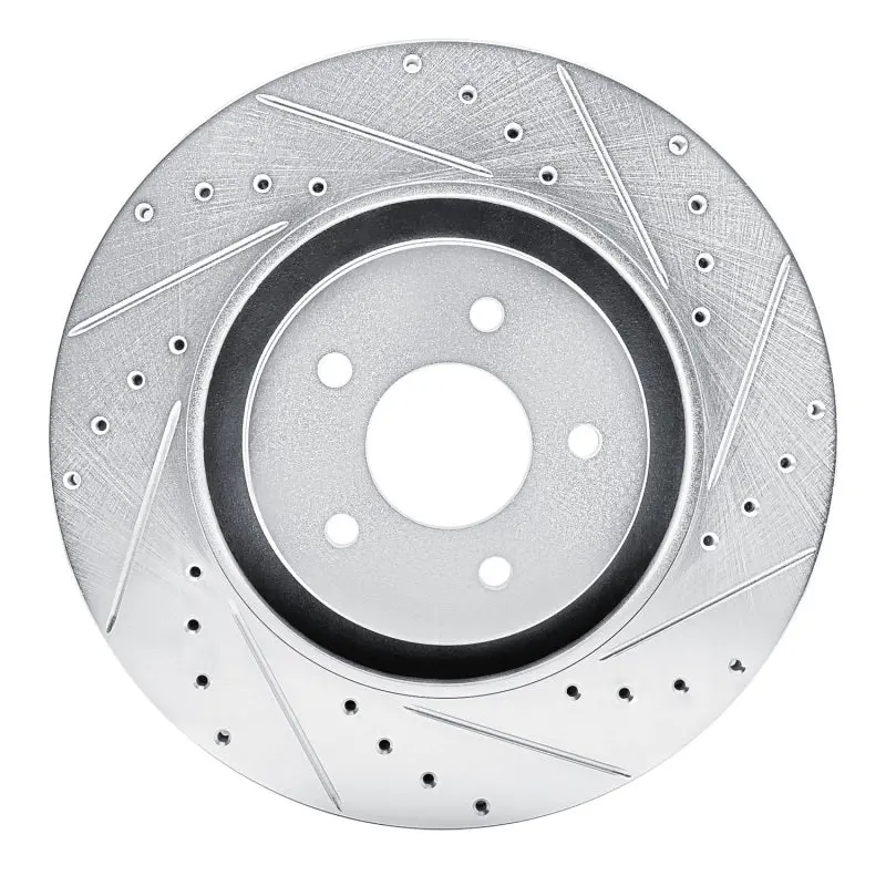 R1 2022-2025 Infiniti Qx60 Front Right Drilled & Slotted Silver Brake Rotor 1