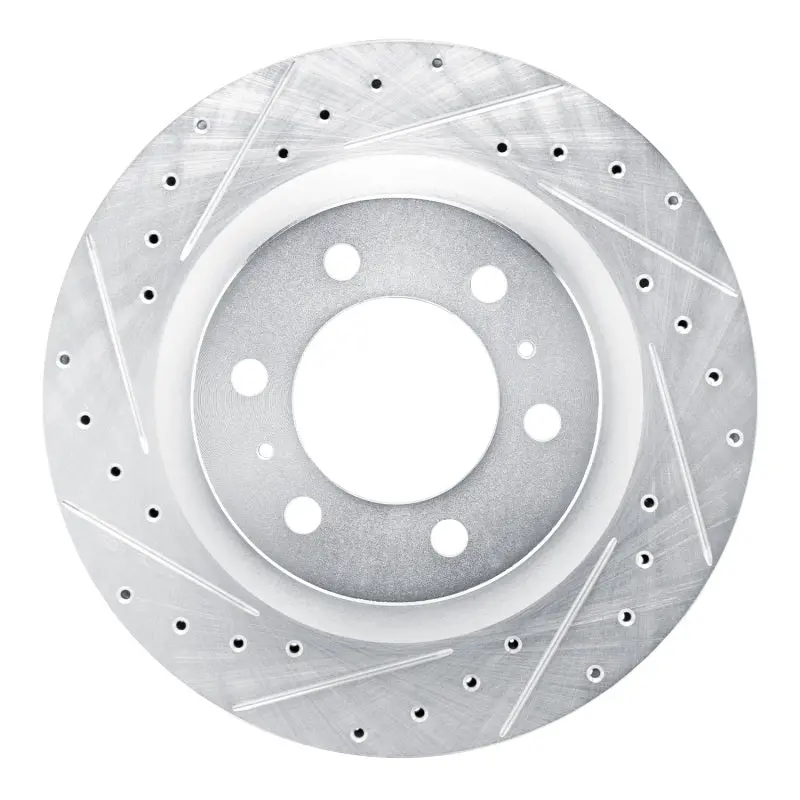 R1 2022-2025 Lexus Gx550 Front Left Drilled & Slotted Silver Brake Rotor 1