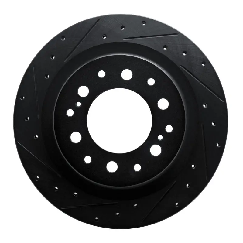 R1 2022-2025 Lexus Gx550 Rear Left Drilled & Slotted Black Brake Rotor 1