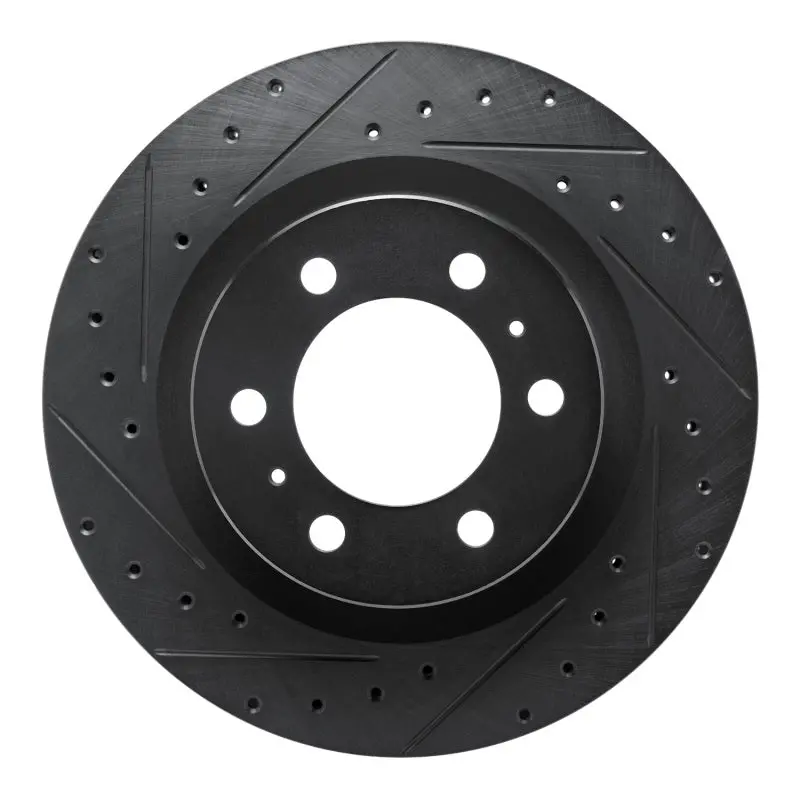 R1 2022-2025 Lexus Lx600 Front Left Drilled & Slotted Black Brake Rotor 1