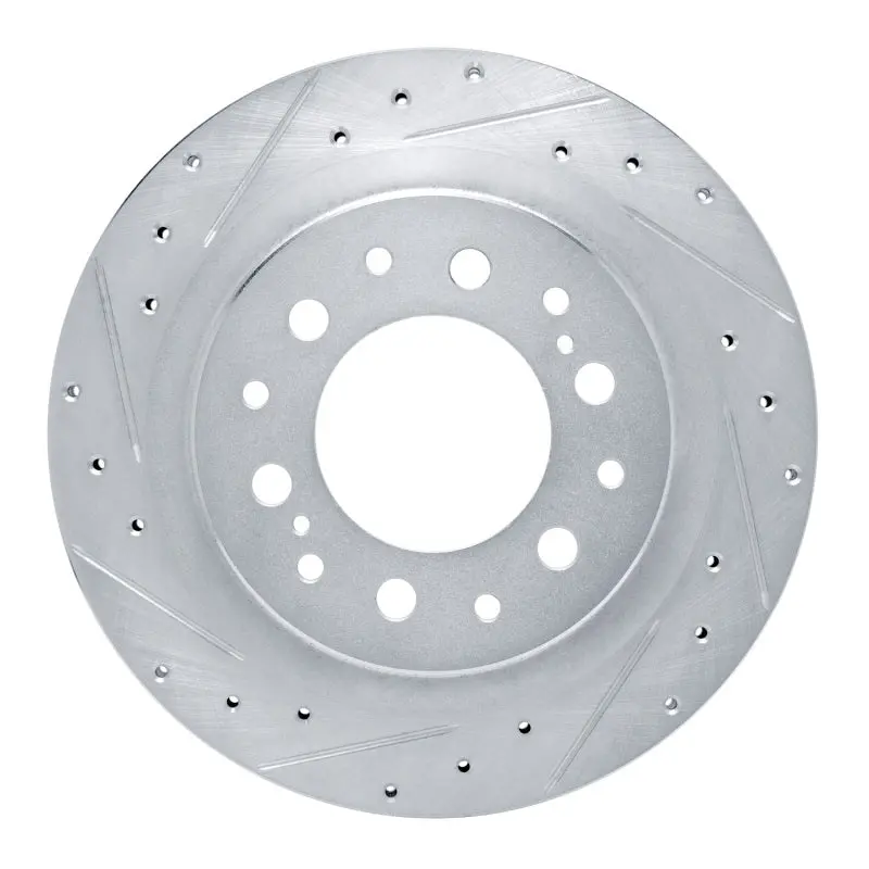 R1 2022-2025 Lexus Lx600 Rear Left Drilled & Slotted Silver Brake Rotor 1