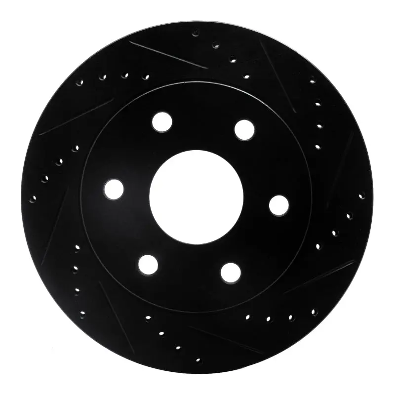R1 2022-2025 Lexus Lx600 Rear Right Drilled & Slotted Black Brake Rotor 1