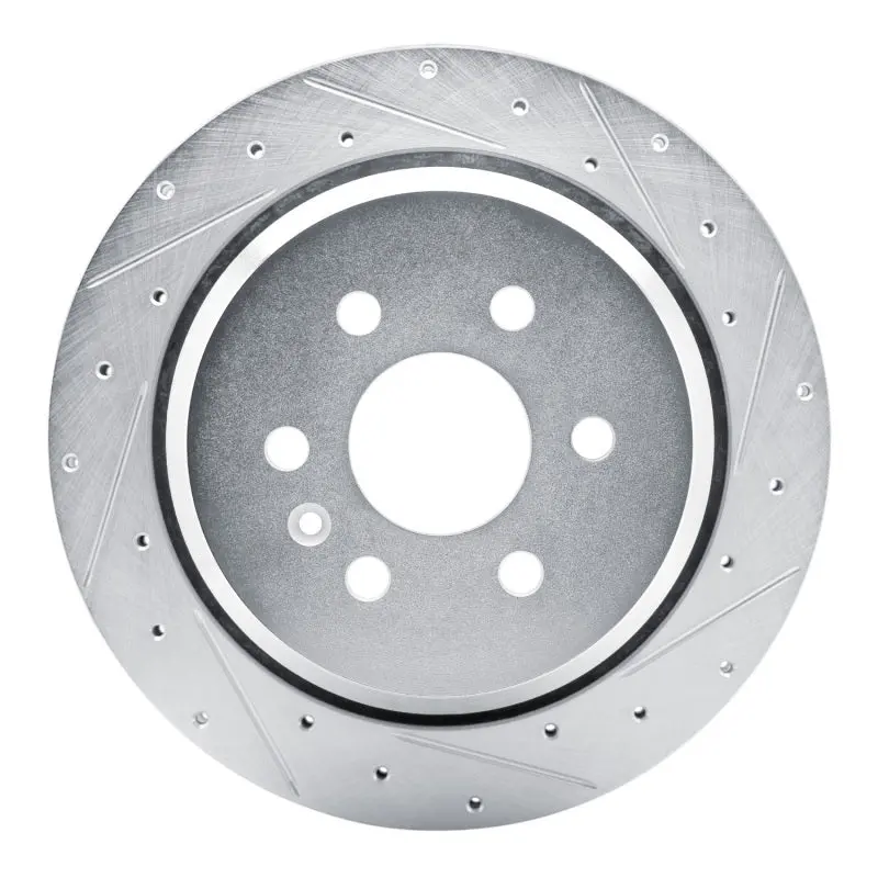 R1 21-22 Chevrolet Colorado Rear Right Drilled & Slotted Silver Brake Rotor 1