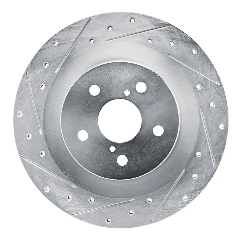 R1 21-22 Lexus Rc350 Rear Left Drilled & Slotted Silver Brake Rotor 1