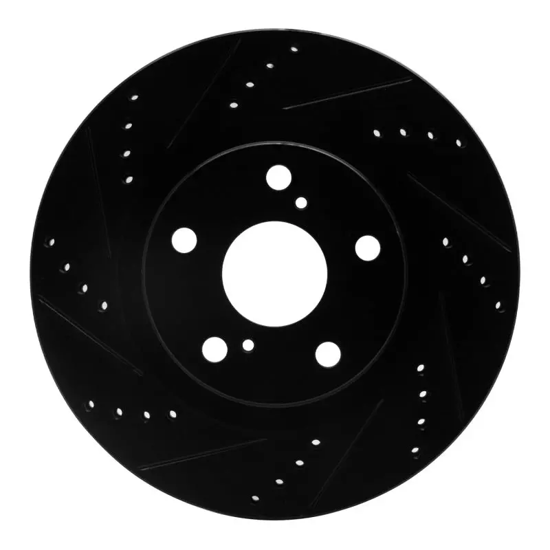 R1 21-25 Acura Tlx Front Left Drilled & Slotted Black Brake Rotor 1