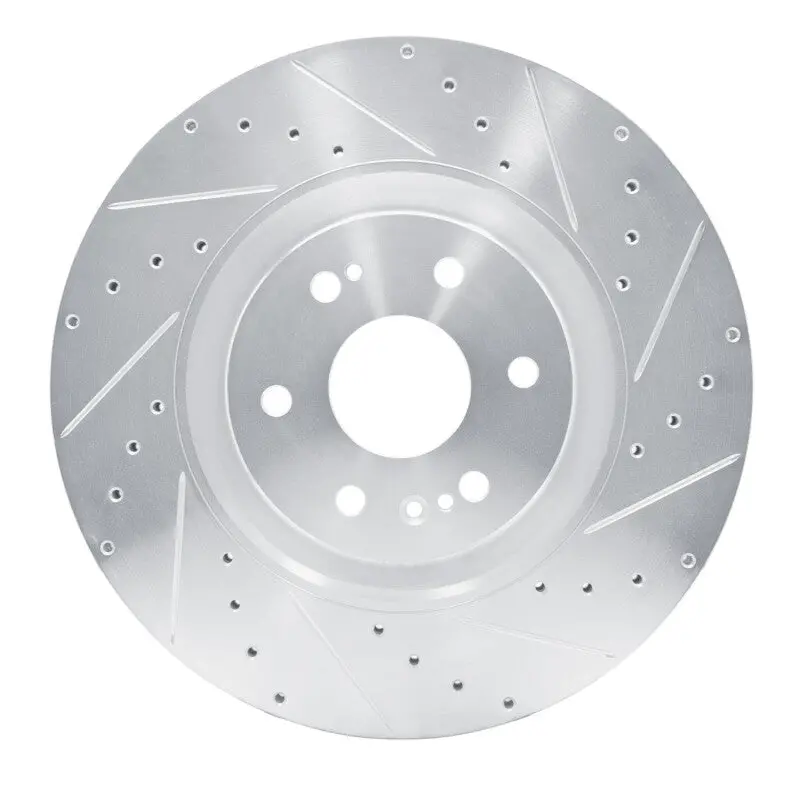 R1 21-25 Cadillac Escalade Front Right Drilled & Slotted Silver Brake Rotor 1