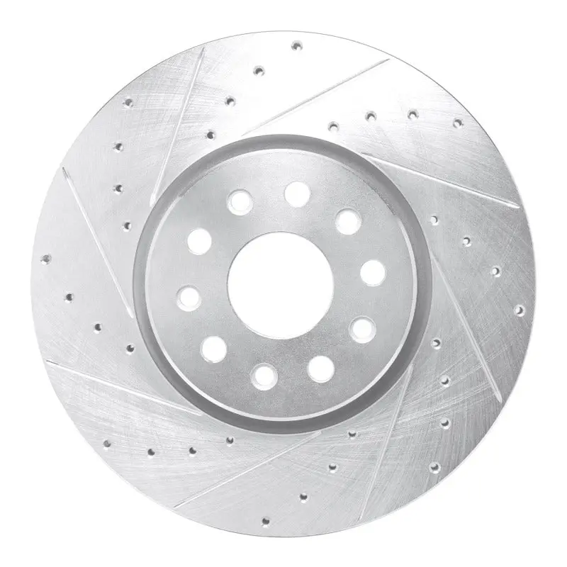 R1 21-25 Dodge Charger Daytona Front Left Drilled & Slotted Silver Brake Rotor 1