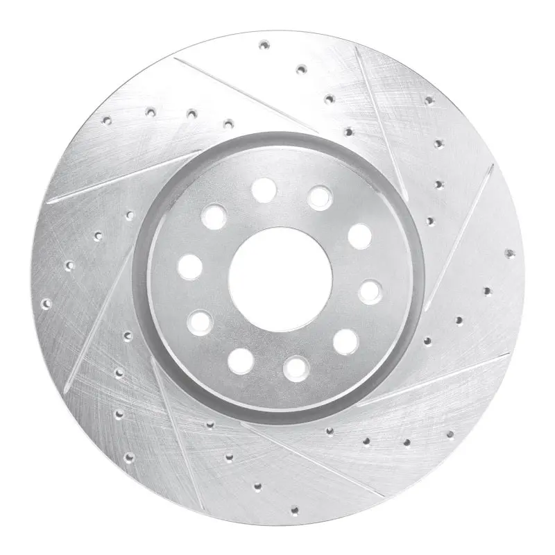 R1 21-25 Dodge Charger Daytona Front Right Drilled & Slotted Silver Brake Rotor 1
