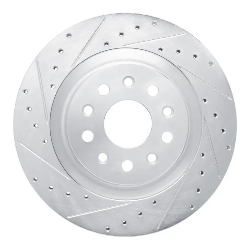 R1 21-25 Dodge Charger Daytona Rear Left Drilled & Slotted Silver Brake Rotor 1