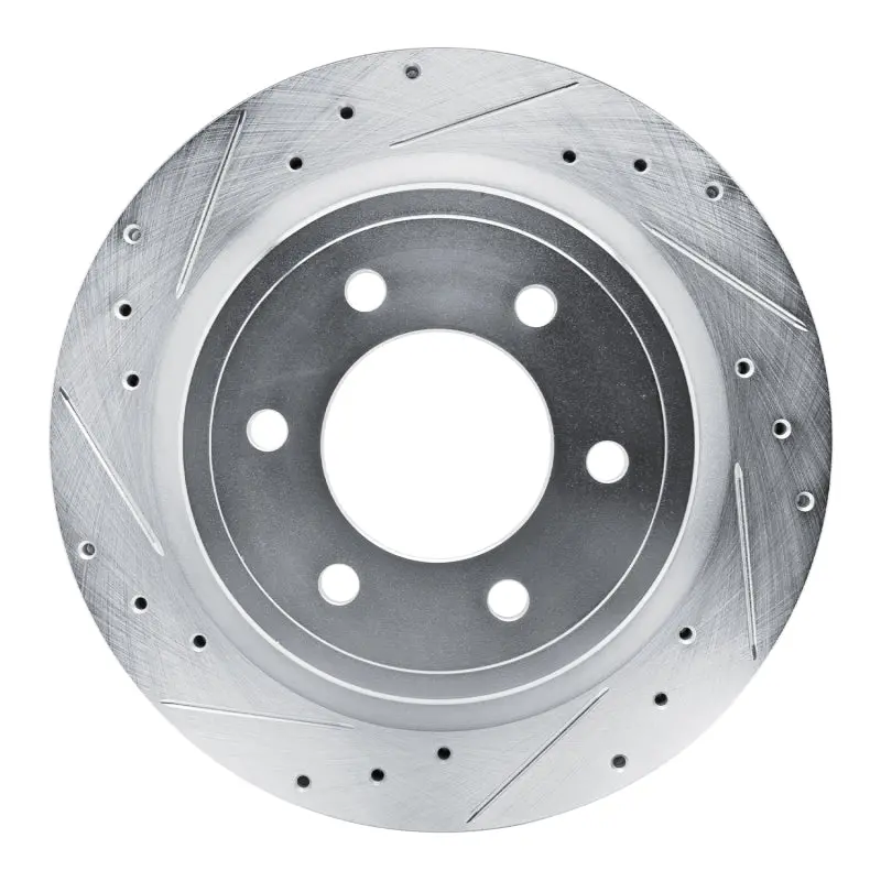 R1 21-25 Ford Bronco Rear Left Drilled & Slotted Silver Brake Rotor 1