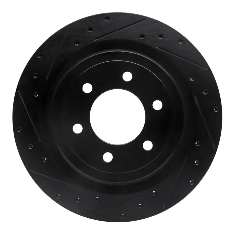 R1 21-25 Ford F-150 4Wd Rear Left Drilled & Slotted Black Brake Rotor 1