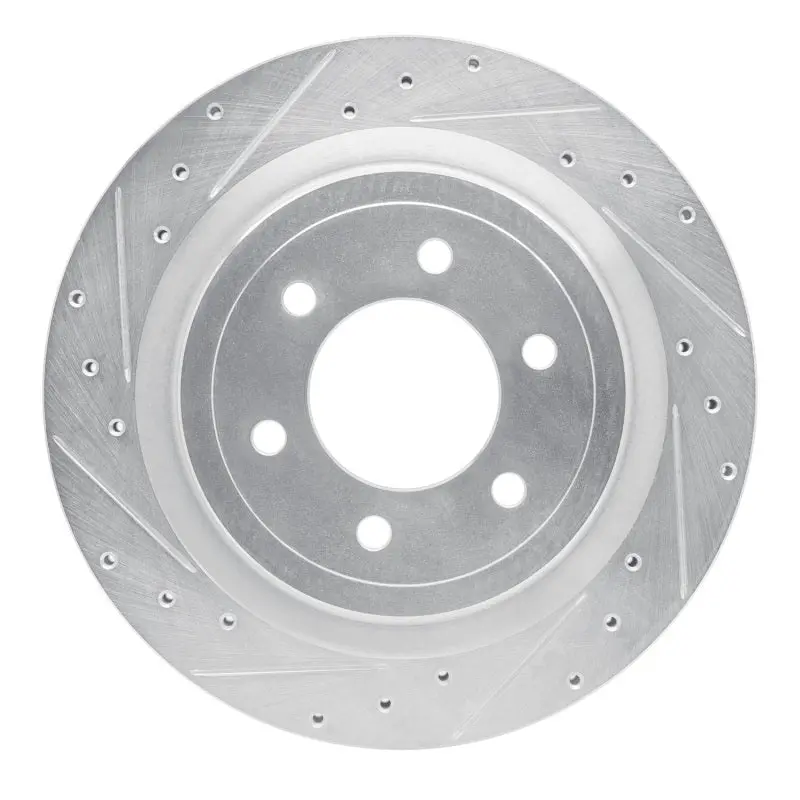 R1 21-25 Ford F-150 4Wd Rear Left Drilled & Slotted Silver Brake Rotor 1