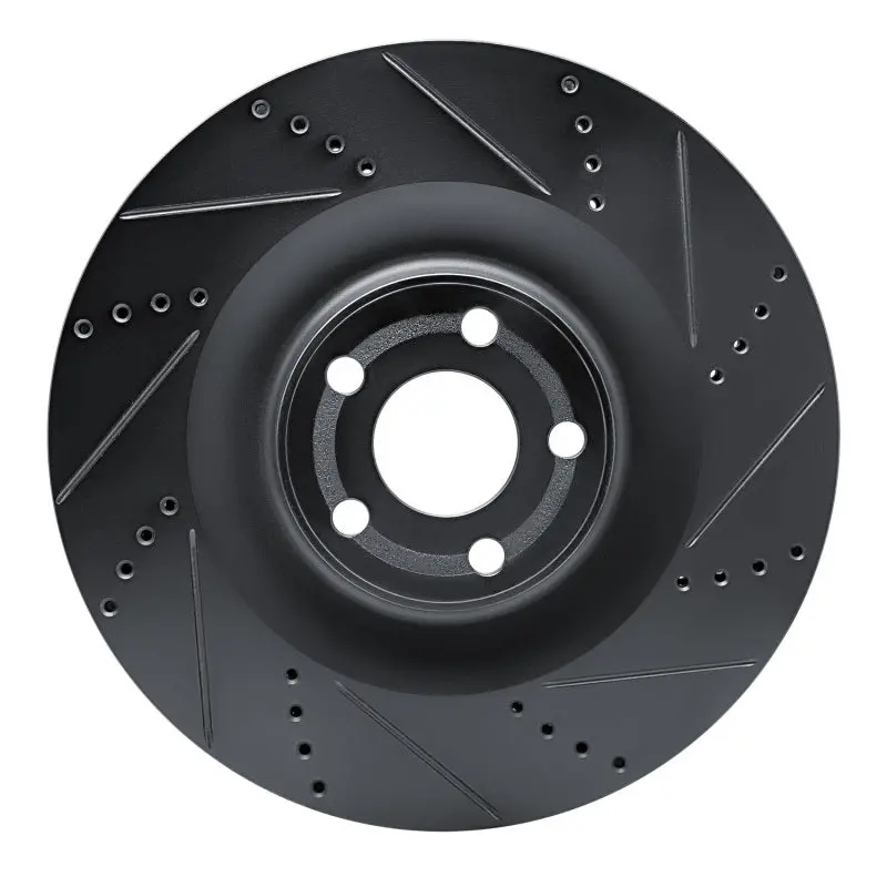 R1 21-25 Ford Mustang Mach-E Front Right Drilled & Slotted Black Brake Rotor 1