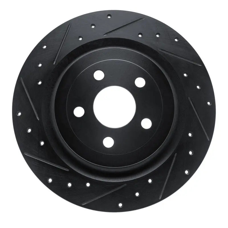 R1 21-25 Ford Mustang Mach-E Rear Left Drilled & Slotted Black Brake Rotor 1