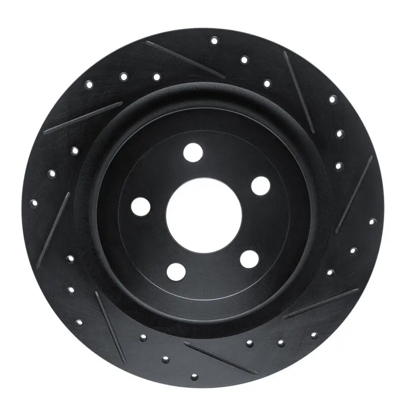 R1 21-25 Ford Mustang Mach-E Rear Right Drilled & Slotted Black Brake Rotor 1