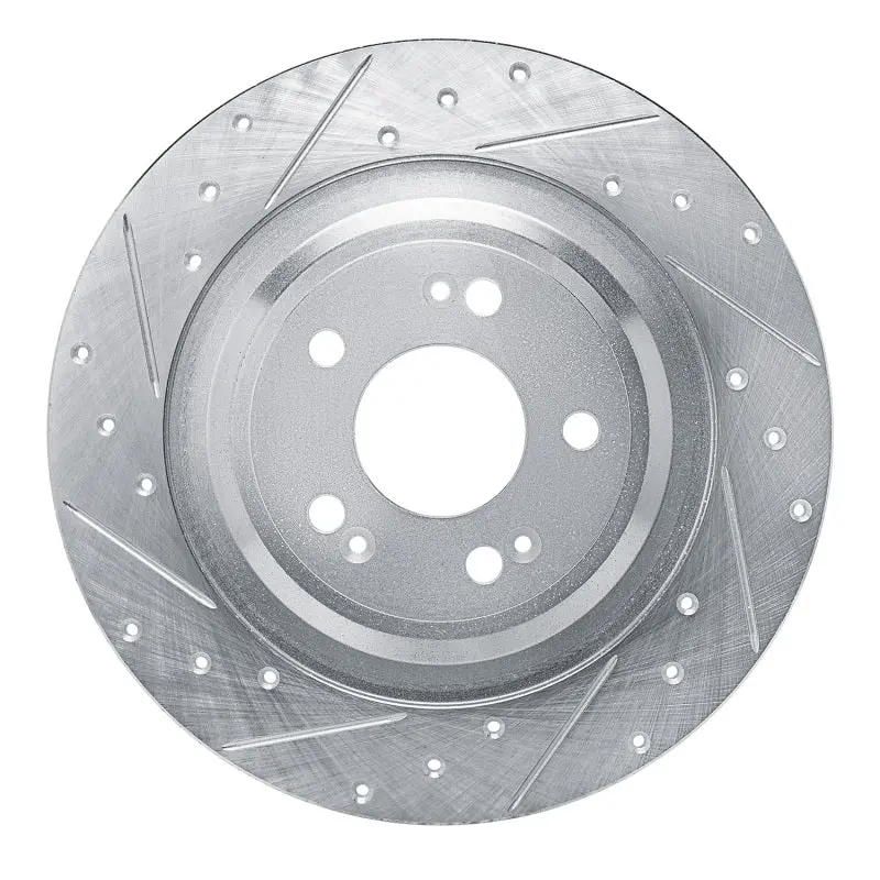 R1 21-25 Genesis Gv70 Rear Left Drilled & Slotted Silver Brake Rotor 1